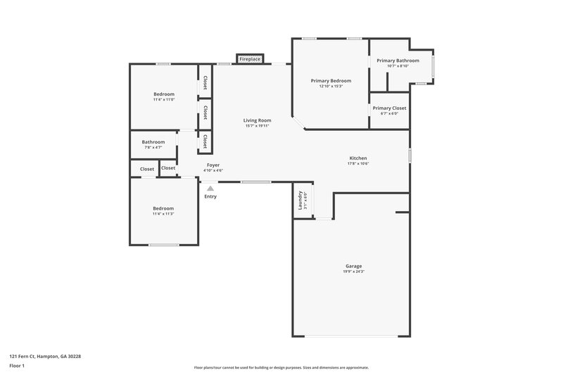 1,900/Mo, 121 Fern Court Hampton, GA 30228 Floor Plan View