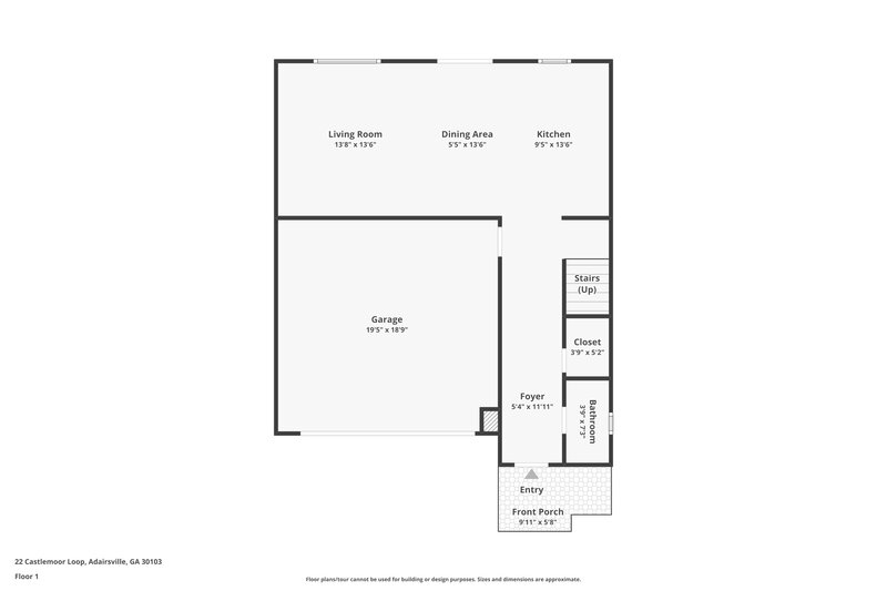1,805/Mo, 22 Castlemoor Loop Adairsville, GA 30103 Floorplan View