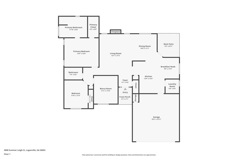 1,795/Mo, 3808 Summer Leigh Court Loganville, GA 30052 Floor Plan View