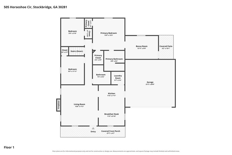 2,000/Mo, 505 Horseshoe Circle Stockbridge, GA 30281 Floor Plan View 2