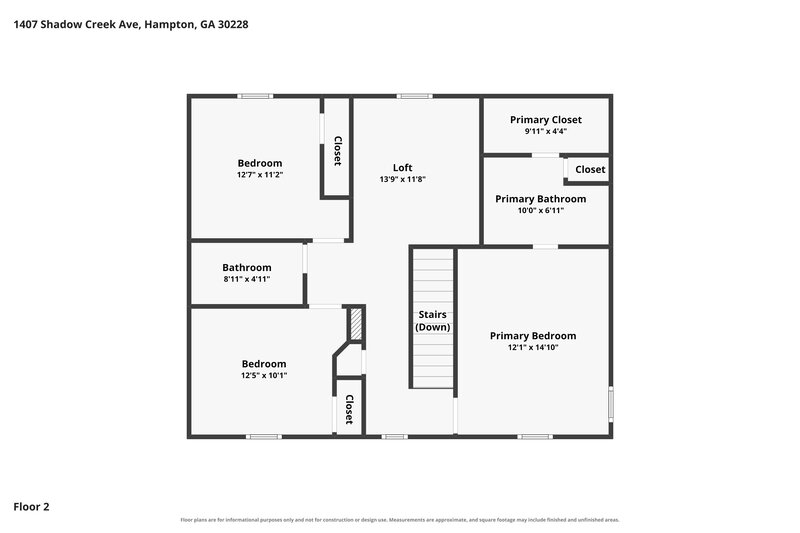 1,850/Mo, 1407 Shadow Creek Ave Hampton, GA 30228 Floor Plan View