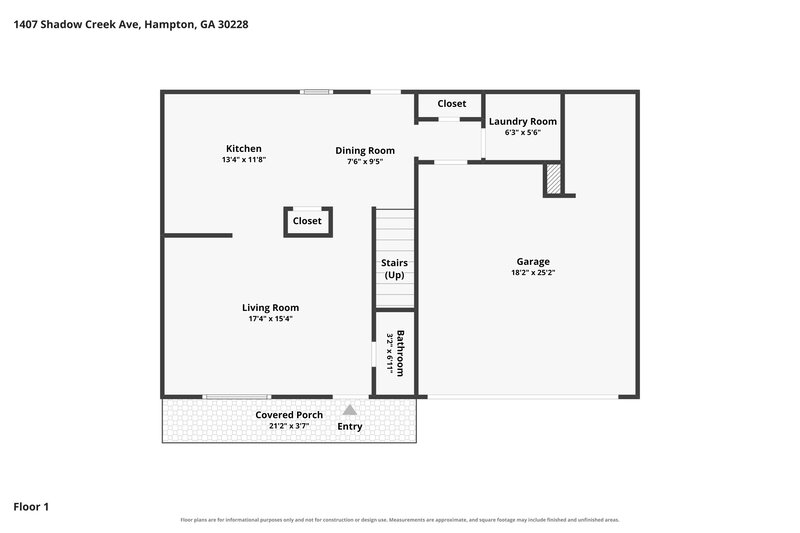 1,850/Mo, 1407 Shadow Creek Ave Hampton, GA 30228 Floor Plan View 2