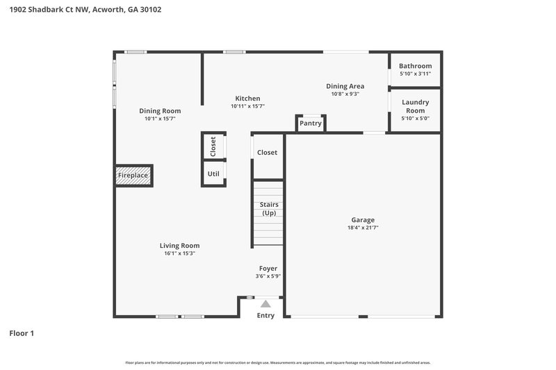 2,165/Mo, 1902 Shadbark Court NW Acworth, GA 30102 Floor Plan View