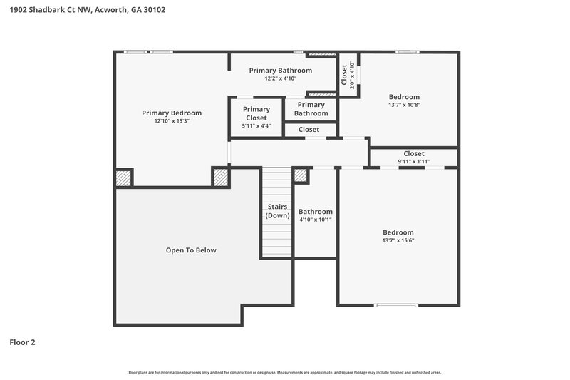 2,165/Mo, 1902 Shadbark Court NW Acworth, GA 30102 Floor Plan View 2