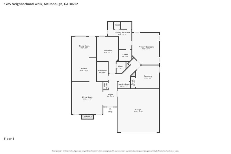 1,915/Mo, 1785 Neighborhood Walk McDonough, GA 30252 Floor Plan View