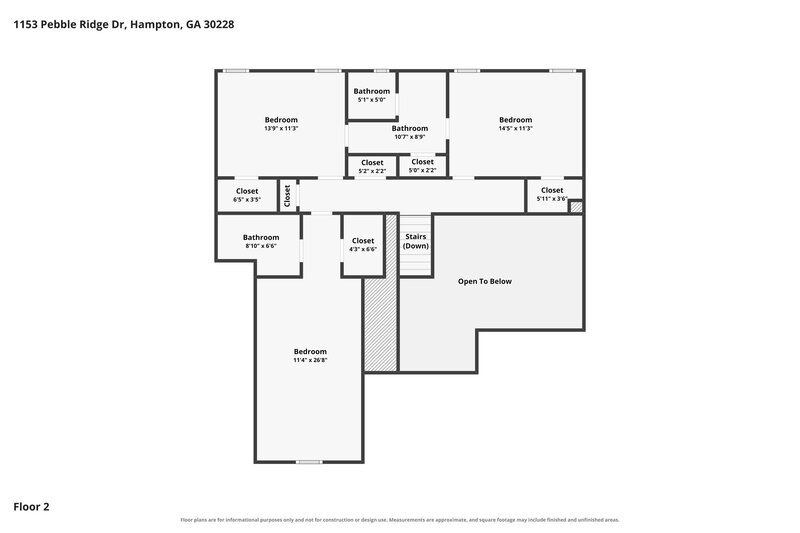 2,295/Mo, 1153 Pebble Ridge Dr Hampton, GA 30228 Floor Plan View 2