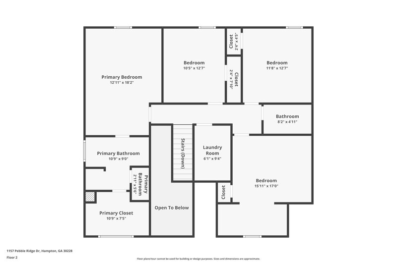 2,160/Mo, 1157 Pebble Ridge Dr Hampton, GA 30228 Floor Plan View 2