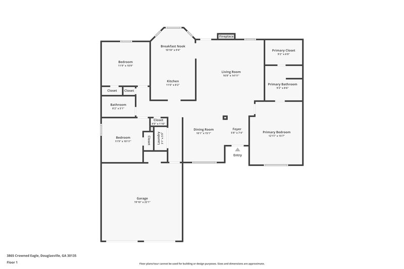 1,925/Mo, 3865 Crowned Eagle Way Douglasville, GA 30135 Floor Plan View