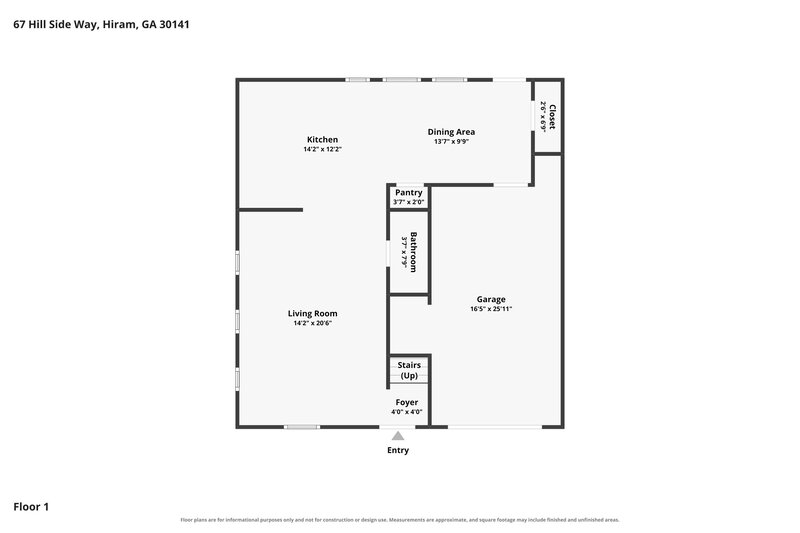 1,810/Mo, 67 Hill Side Way Hiram, GA 30141 Floor Plan View