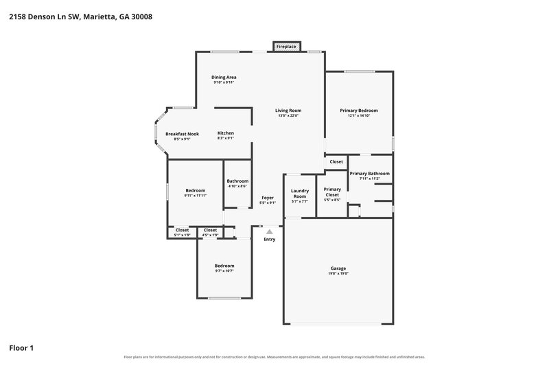 1,905/Mo, 2158 Denson Ln SW Marietta, GA 30008 Floor Plan View