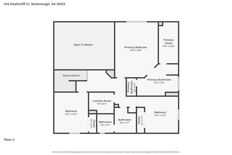 2,130/Mo, 416 Heathcliff Court McDonough, GA 30253 Floor Plan View 2