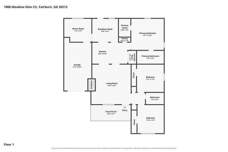 2,010/Mo, 1068 Meadow Glen Cir Fairburn, GA 30213 Floor Plan View