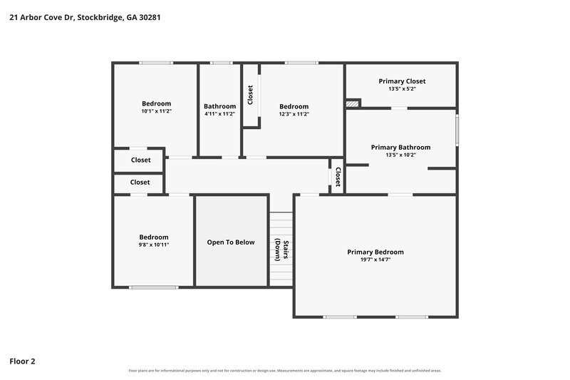 2,210/Mo, 21 Arbor Cove Drive Stockbridge, GA 30281 Floor Plan View