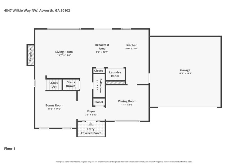 2,510/Mo, 4847 Wilkie Way Nw Acworth, GA 30102 Floor Plan View 2