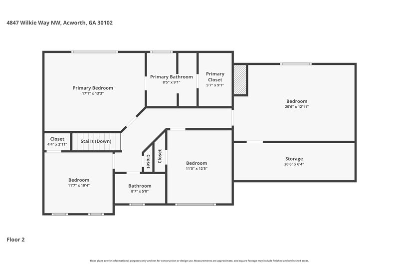2,510/Mo, 4847 Wilkie Way Nw Acworth, GA 30102 Floor Plan View 3