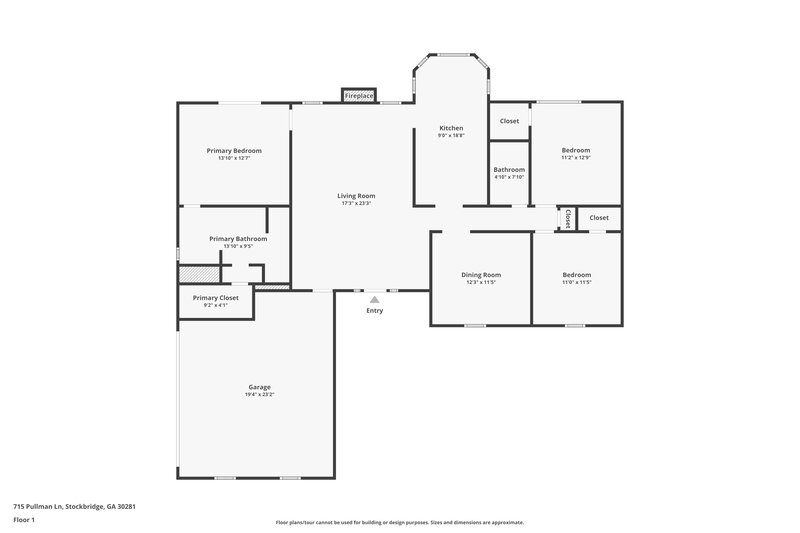 1,805/Mo, 715 Pullman Lane Stockbridge, GA 30281 Floor Plan View