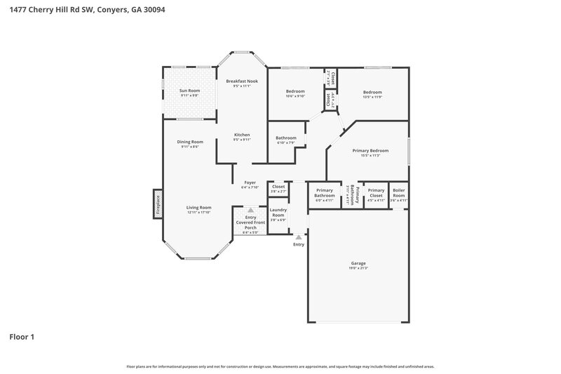 1,845/Mo, 1477 Cherry Hill Road SW Conyers, GA 30094 Floor Plan View