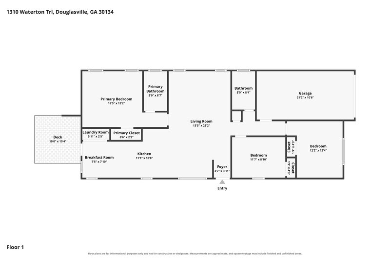 1,690/Mo, 1310 Waterton Trl Douglasville, GA 30134 Floor Plan View