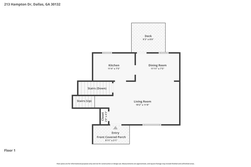 1,700/Mo, 213 Hampton Drive Dallas, GA 30132 Floor Plan View
