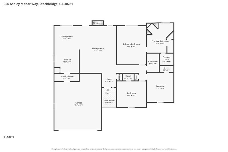 1,920/Mo, 306 Ashley Manor Way Stockbridge, GA 30281 Floor Plan View