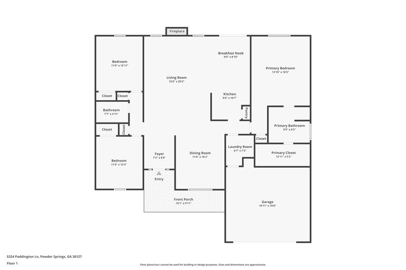 1,890/Mo, 5324 Paddington Lane Powder Springs, GA 30127 Floor Plan View