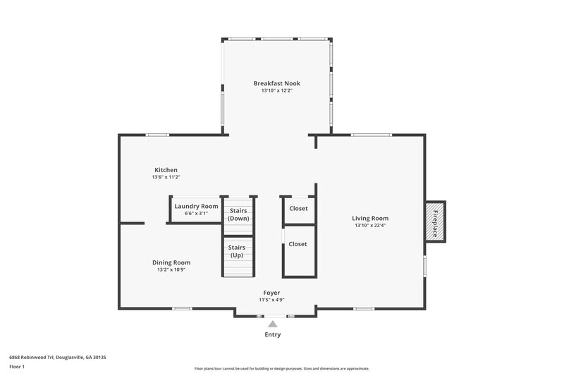 2,215/Mo, 6868 Robinwood Trl Douglasville, GA 30135 Floor Plan View 2