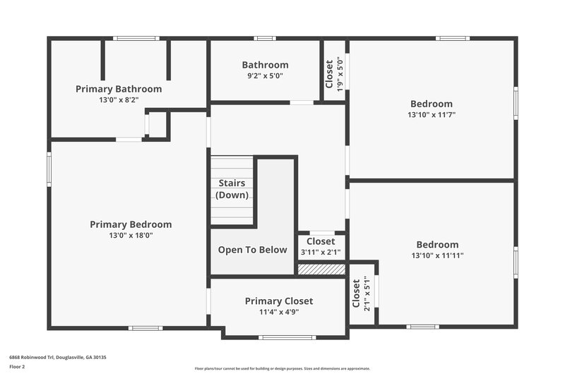 2,215/Mo, 6868 Robinwood Trl Douglasville, GA 30135 Floor Plan View 3