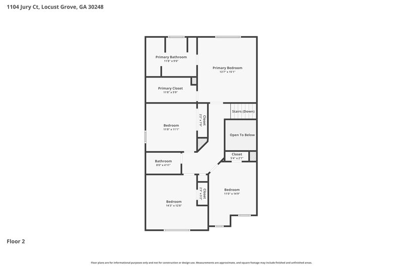 2,180/Mo, 1104 Jury Ct Locust Grove, GA 30248 Floor Plan View 2