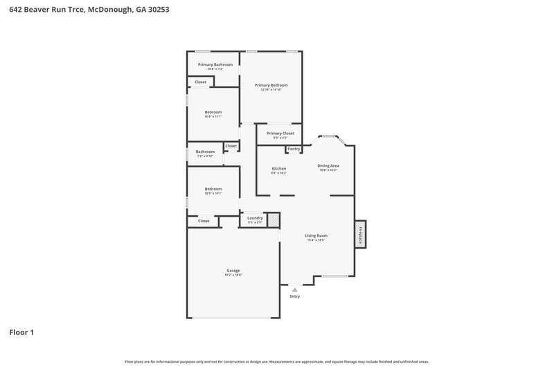 1,905/Mo, 642 Beaver Run Trace McDonough, GA 30253 Floor Plan View