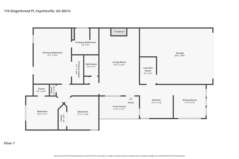 2,040/Mo, 110 Gingerbread Place Fayetteville, GA 30214 Floor Plan View