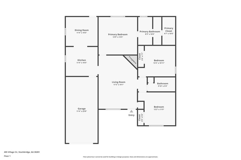 1,830/Mo, 405 Village Cir Stockbridge, GA 30281 Floor Plan View