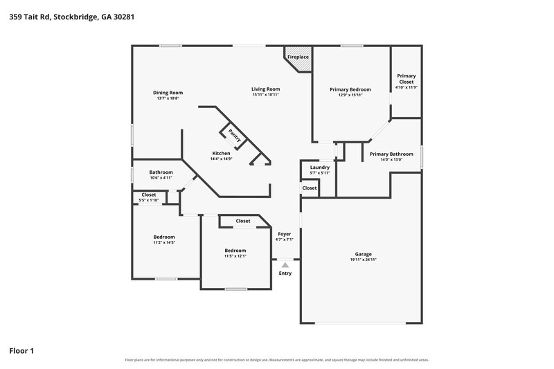 1,930/Mo, 359 Tait Rd Stockbridge, GA 30281 Floor Plan View