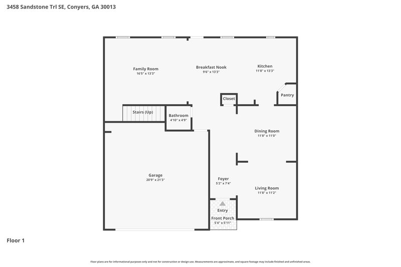 2,425/Mo, 3458 Sandstone Trl Conyers, GA 30013 Floorplan View