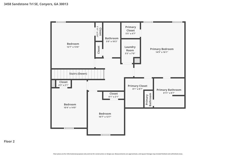 2,425/Mo, 3458 Sandstone Trl Conyers, GA 30013 Floorplan View 2