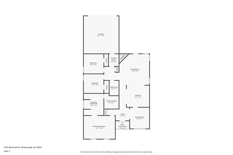 1,855/Mo, 1281 Winwood Drive McDonough, GA 30253 Floor Plan View
