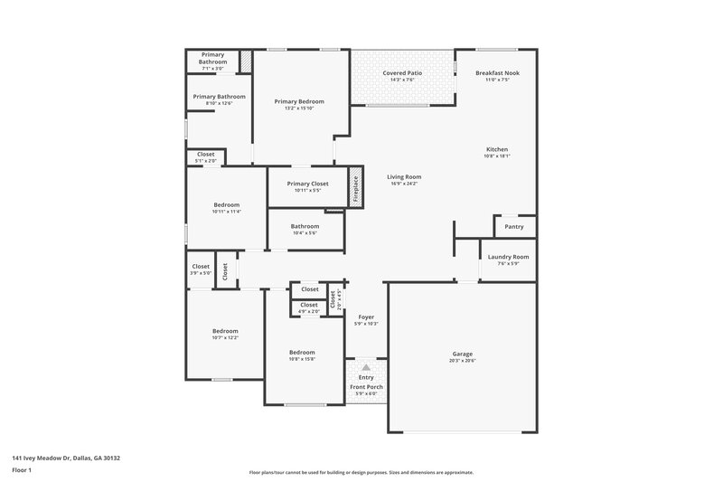 2,165/Mo, 141 Ivey Meadow Dr Dallas, GA 30132 Floor Plan View
