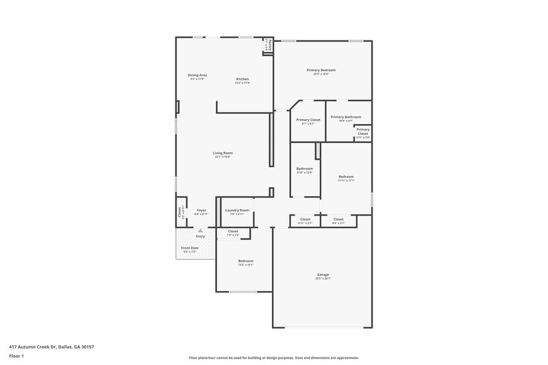 1,900/Mo, 417 Autumn Creek Drive Dallas, GA 30157 Floor Plan View