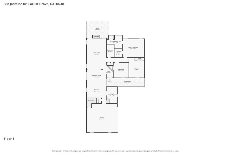 2,020/Mo, 388 Jasmine Dr Locust Grove, GA 30248 Floor Plan View