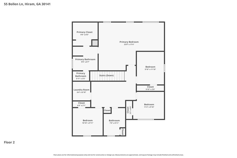 2,140/Mo, 55 Bollen Lane Hiram, GA 30141 Floor Plan View 2