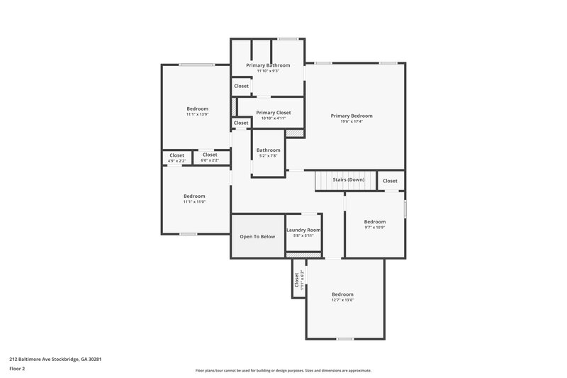 2,200/Mo, 212 Baltimore Ave Stockbridge, GA 30281 Floor Plan View