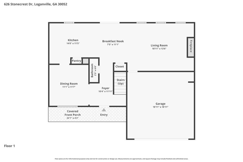 2,160/Mo, 626 Stonecrest Drive Loganville, GA 30052 Floor Plan View