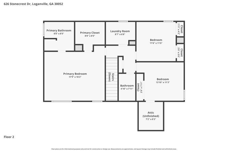 2,160/Mo, 626 Stonecrest Drive Loganville, GA 30052 Floor Plan View 2
