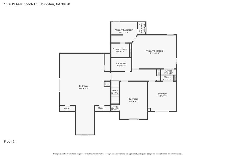 2,340/Mo, 1306 Pebble Beach Ln Hampton, GA 30228 Floor Plan View