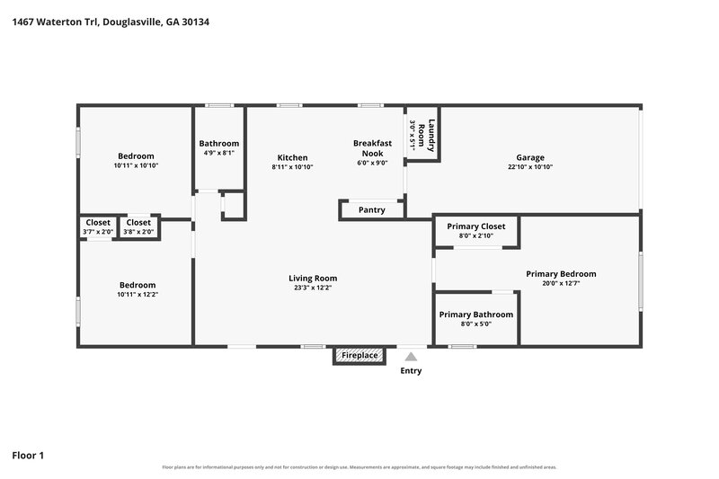 1,715/Mo, 1467 Waterton Trl Douglasville, GA 30134 Floor Plan View