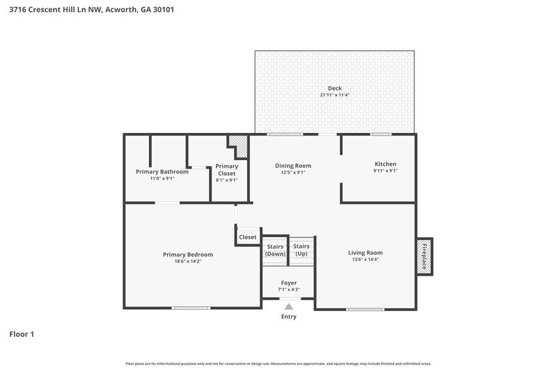 2,170/Mo, 3716 Crescent Hill Ln NW Acworth, GA 30101 Floor Plan View 2
