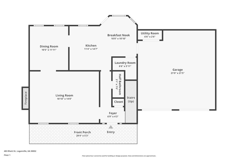 1,990/Mo, 483 Rhett Dr Loganville, GA 30052 Floor Plan View
