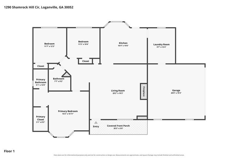 1,840/Mo, 1290 Shamrock Hill Circle Loganville, GA 30052 Floor Plan View