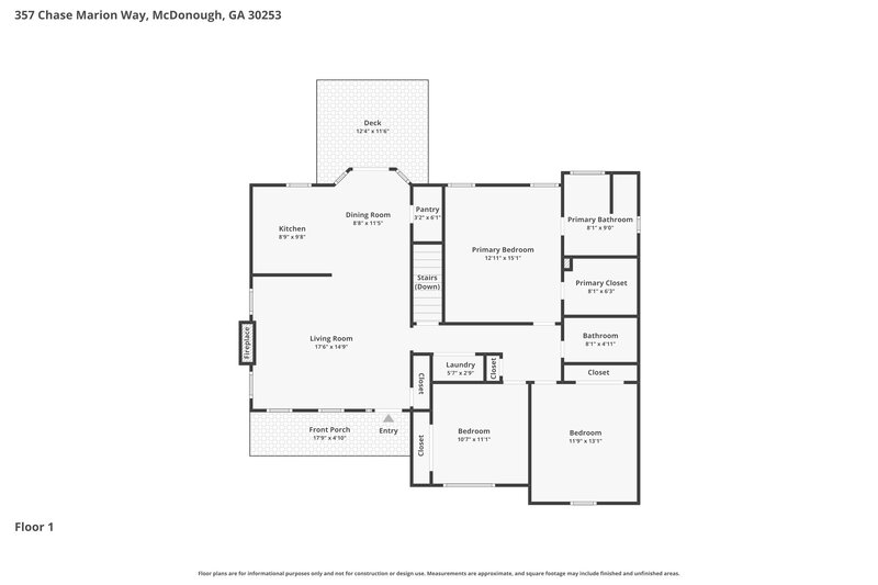 2,070/Mo, 357 Chase Marion Way McDonough, GA 30253 Floor Plan View 2