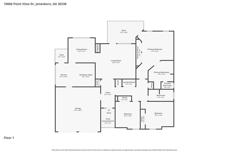 2,020/Mo, 10066 Point View Dr Jonesboro, GA 30238 Floorplan View