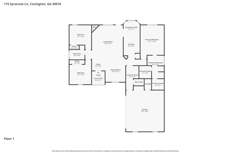 1,970/Mo, 115 Syracuse Lane Covington, GA 30016 Floor Plan View